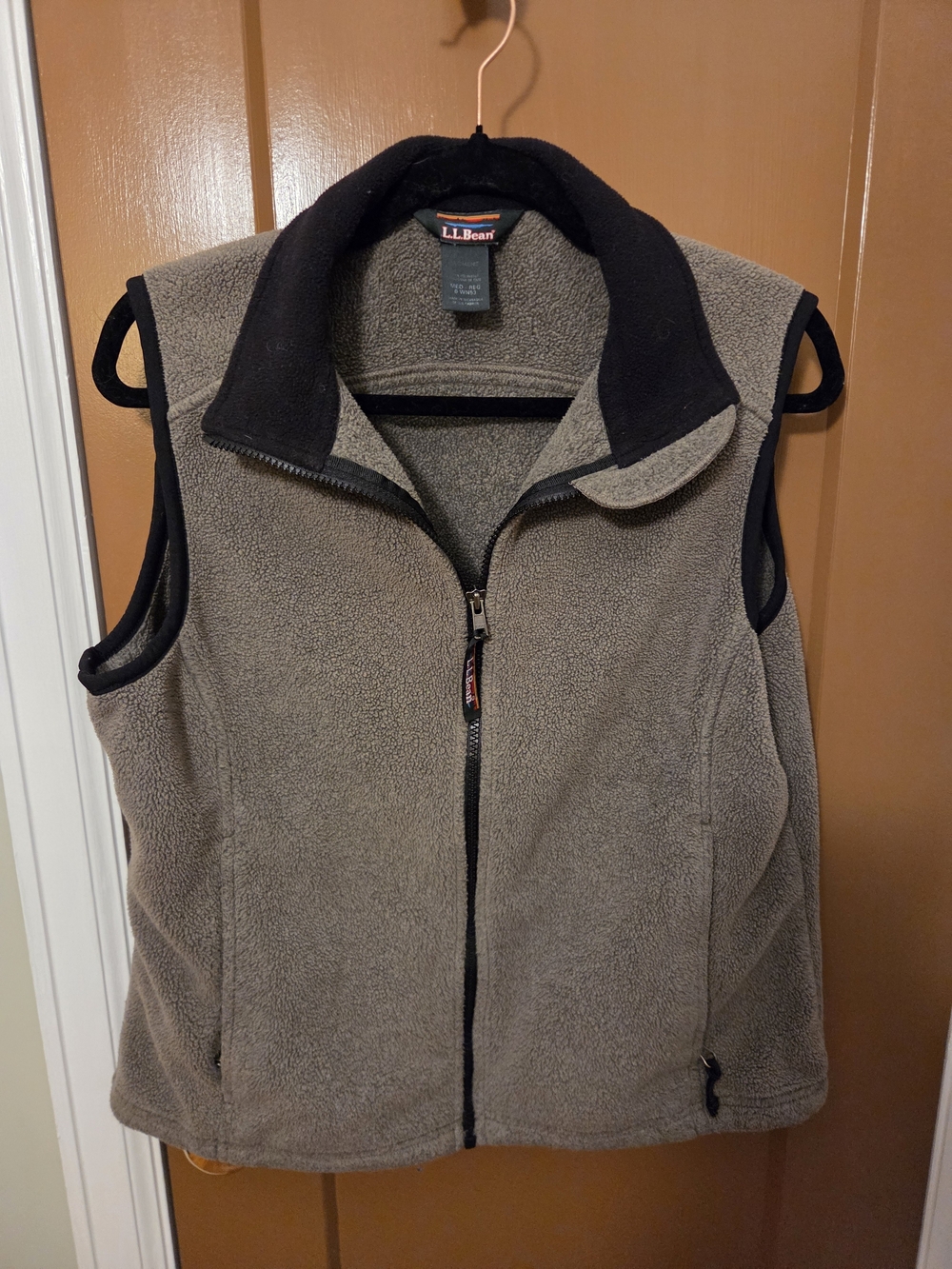 L.L. Bean Gray Fleece Vest with Black Trim
